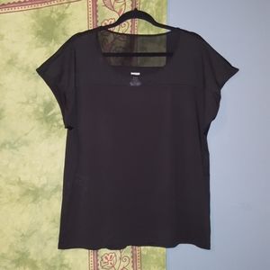 Danskin now loose fit mesh top detail black tee